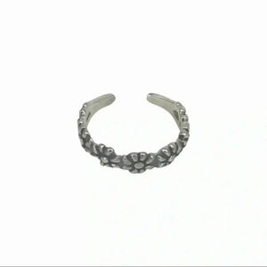 925 STERLING SILVER FLORAL CROWN FLOWER CHILD FESTIVAL TOE RING SIZE XS
